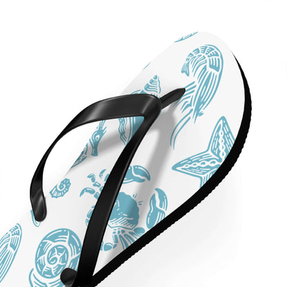 Turtle Beachy Flip Flops with nautical shell print, perfect for summer beach outings and casual wear.