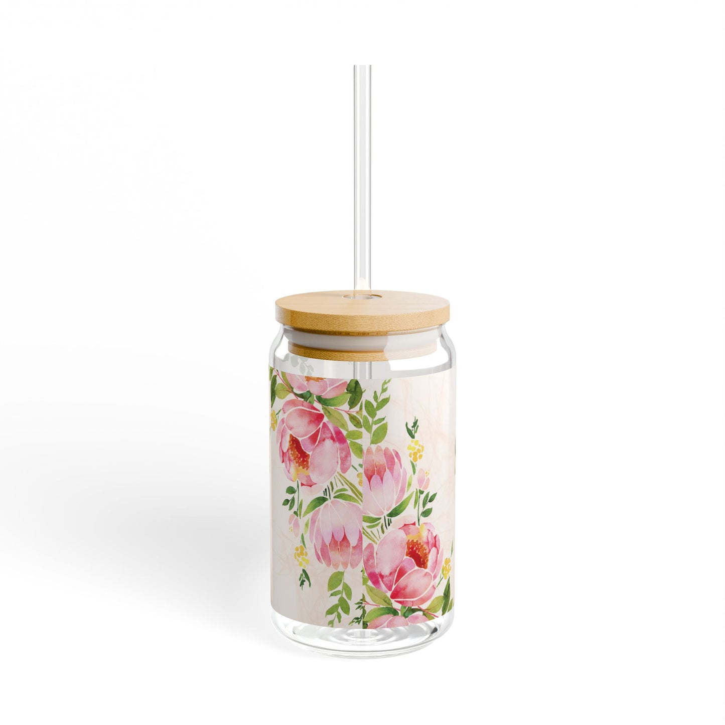 Dog Phrase Floral 16 oz Sipper Glass Cup