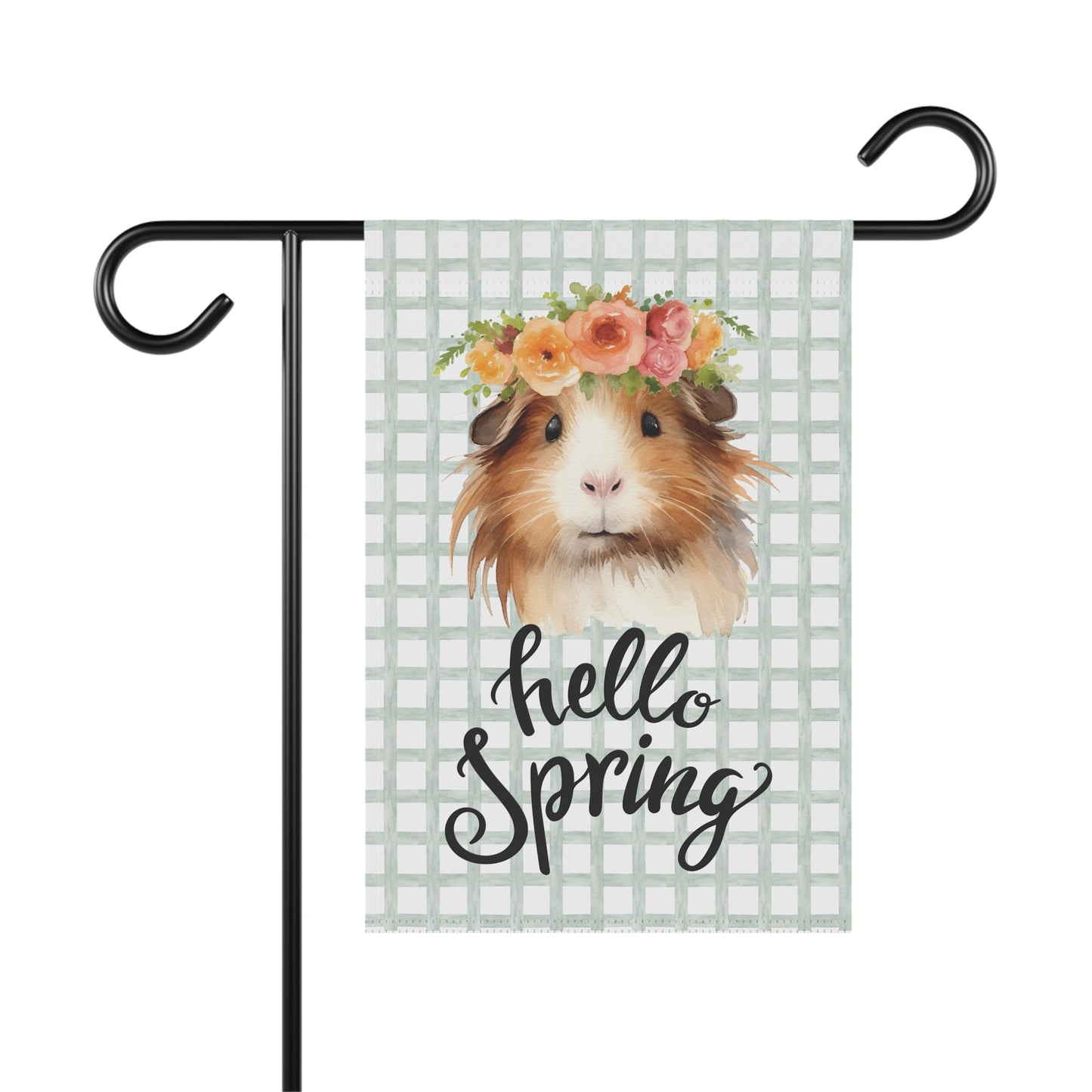 Hello Spring Guinea Pig with Flowers Garden Flag