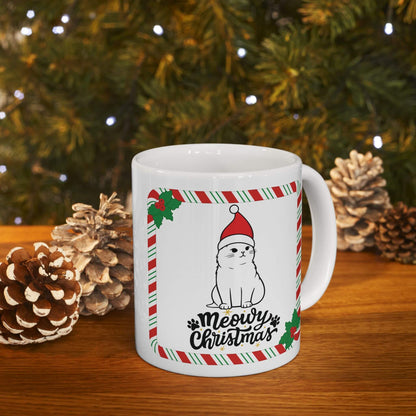 Christmas Kitty Ceramic Mug – Cute Holiday Cat Coffee Cup (11oz & 15oz)