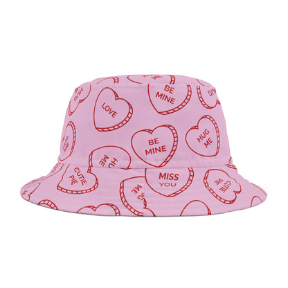 Valentine's Day Bucket Hat - Valentine Heart Shaped Candy Design
