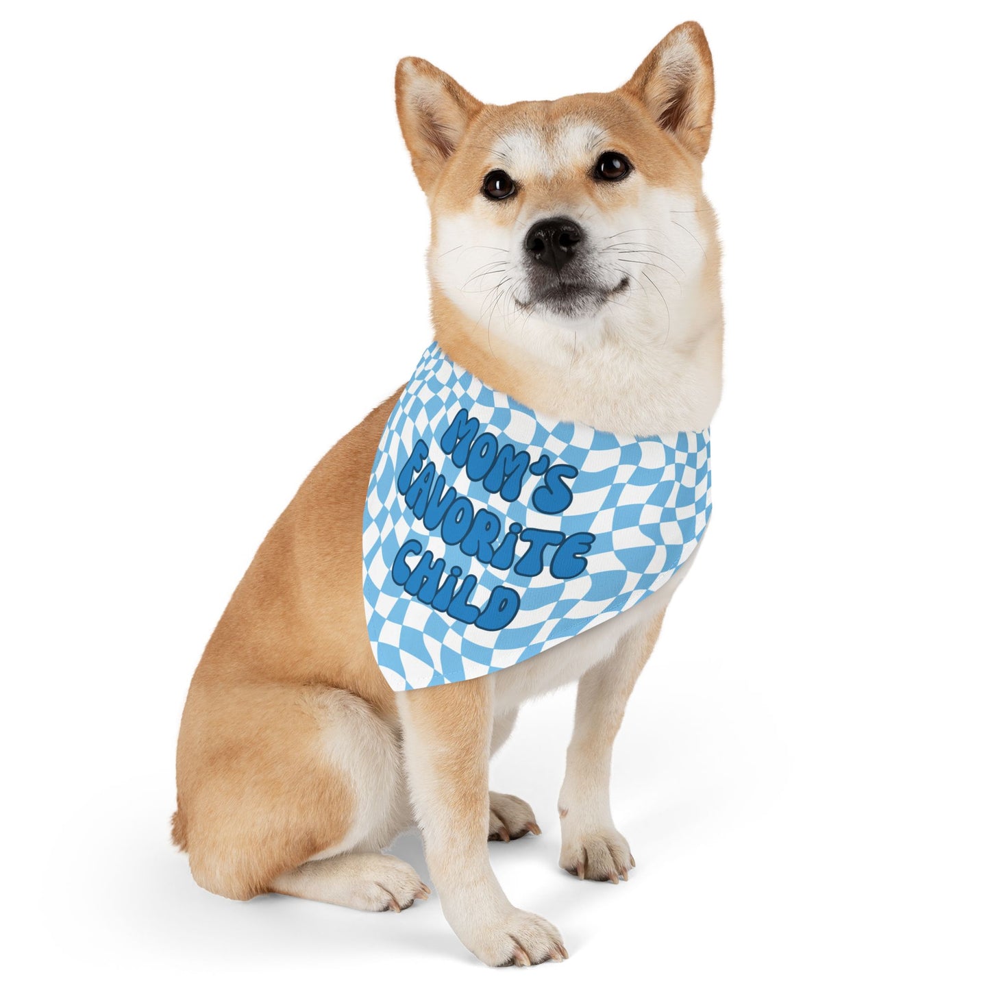 "Mom's Favorite Child" Blue Bandana Collar