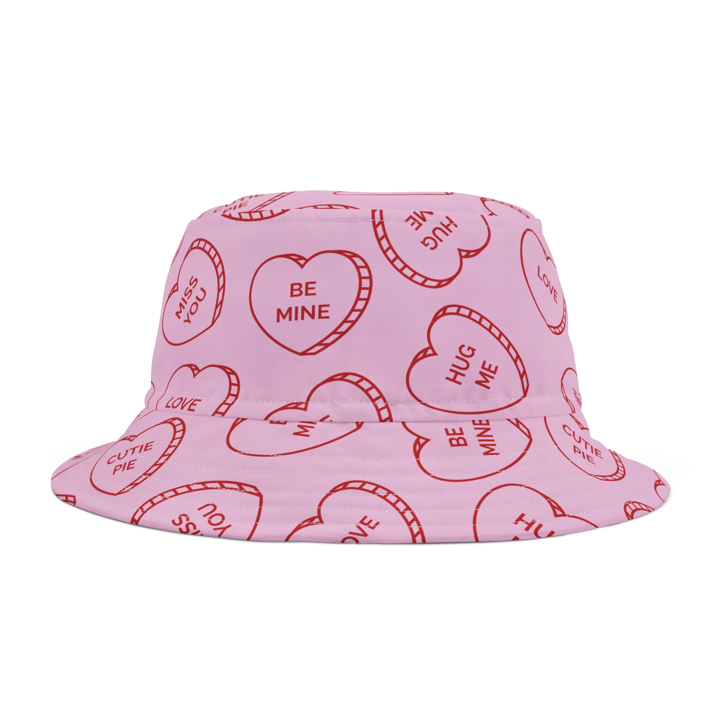 Valentine's Day Bucket Hat - Valentine Heart Shaped Candy Design