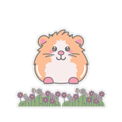 Cute Guinea Pig Floral Kiss-Cut Sticker