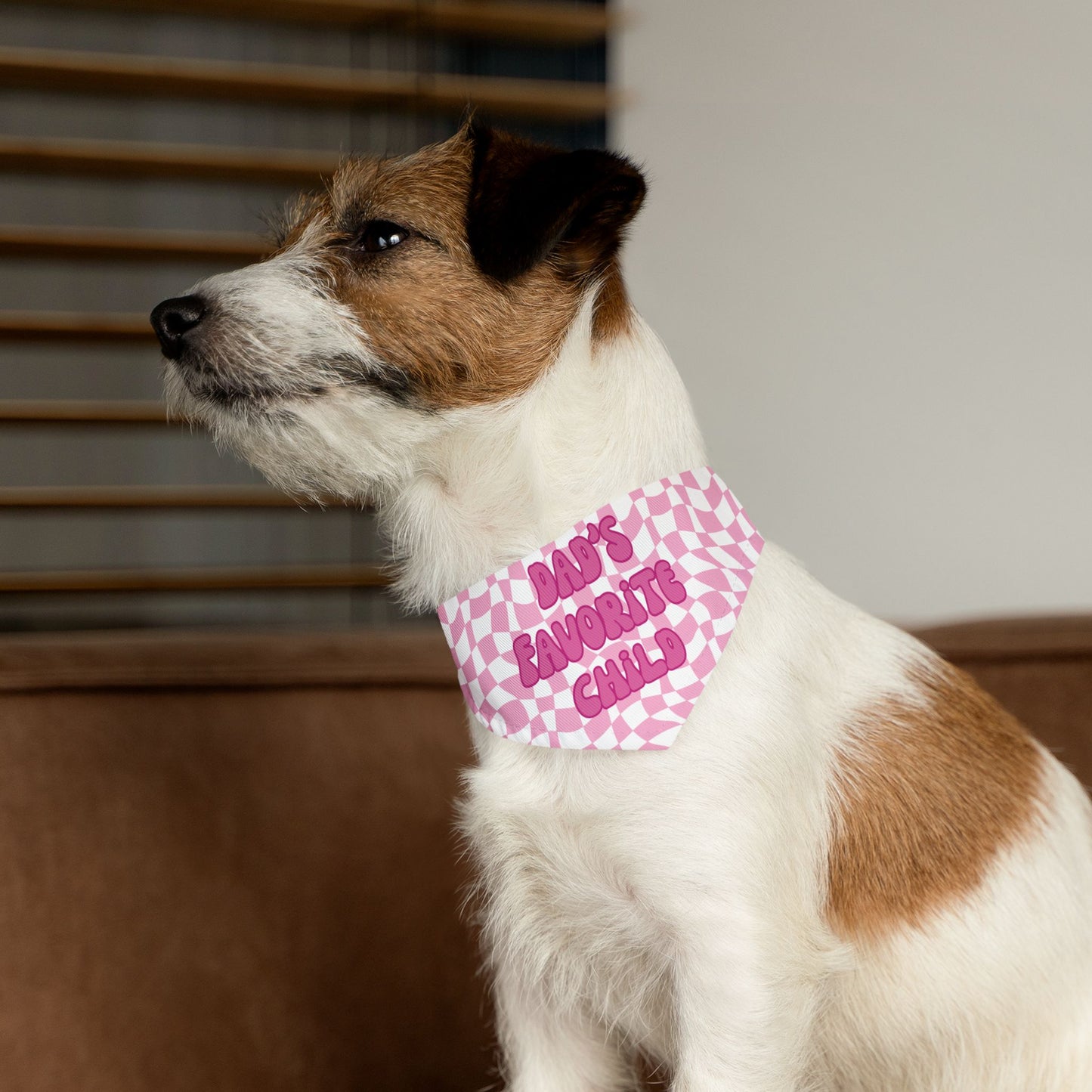 “Dad’s Favorite Child” Pink Pet Bandana – Cute Pet Bandana Scarf for Pet Dads