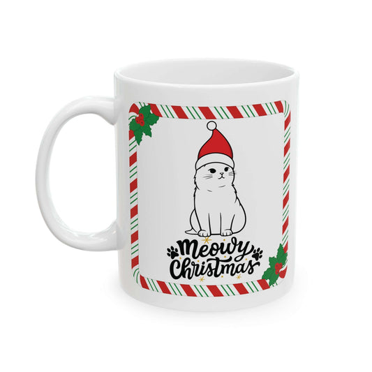 Christmas Kitty Ceramic Mug – Cute Holiday Cat Coffee Cup (11oz & 15oz)