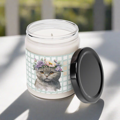 'Floral Cat 1' Spring Themed Soy Candle (9 Scents)