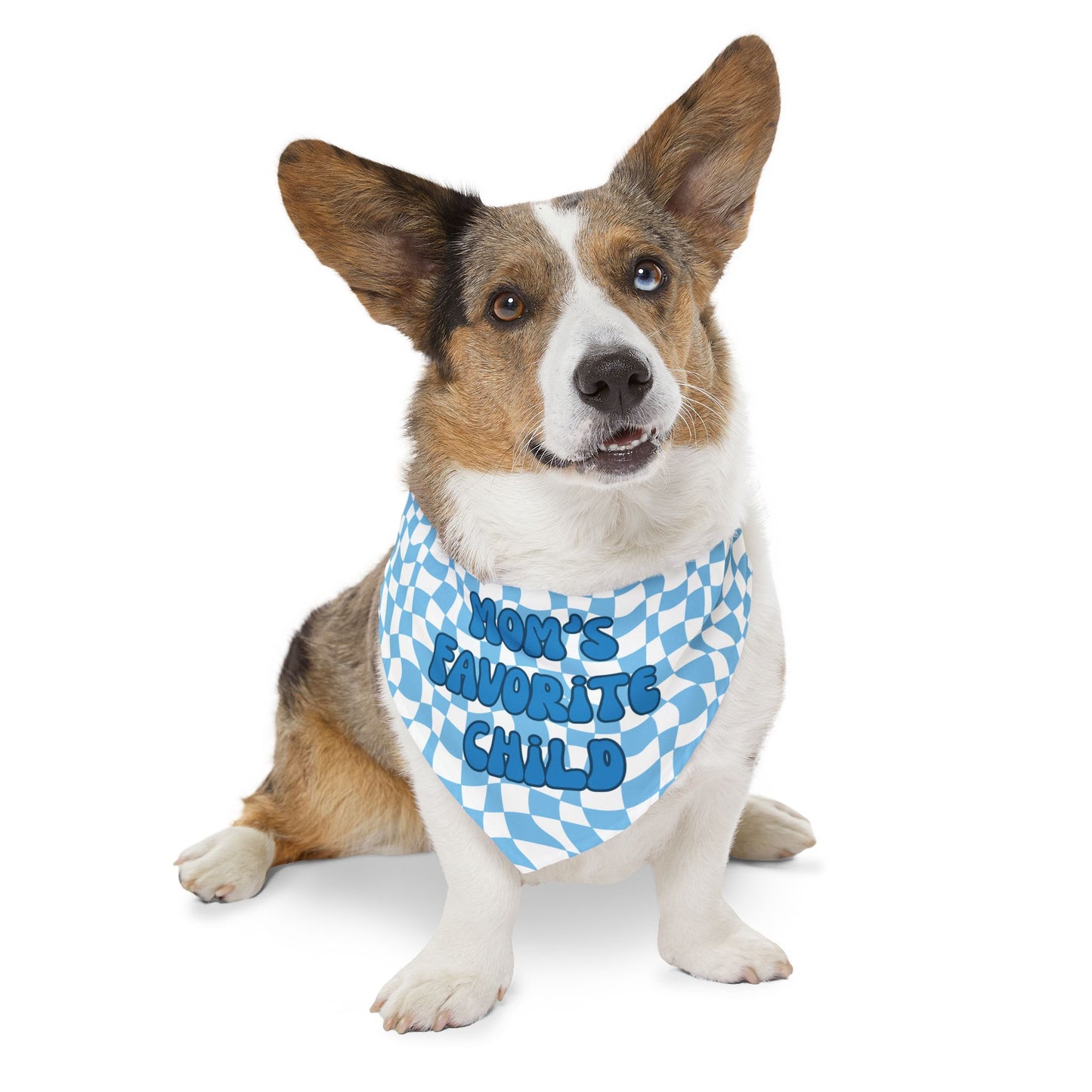 "Mom's Favorite Child" Blue Bandana Collar