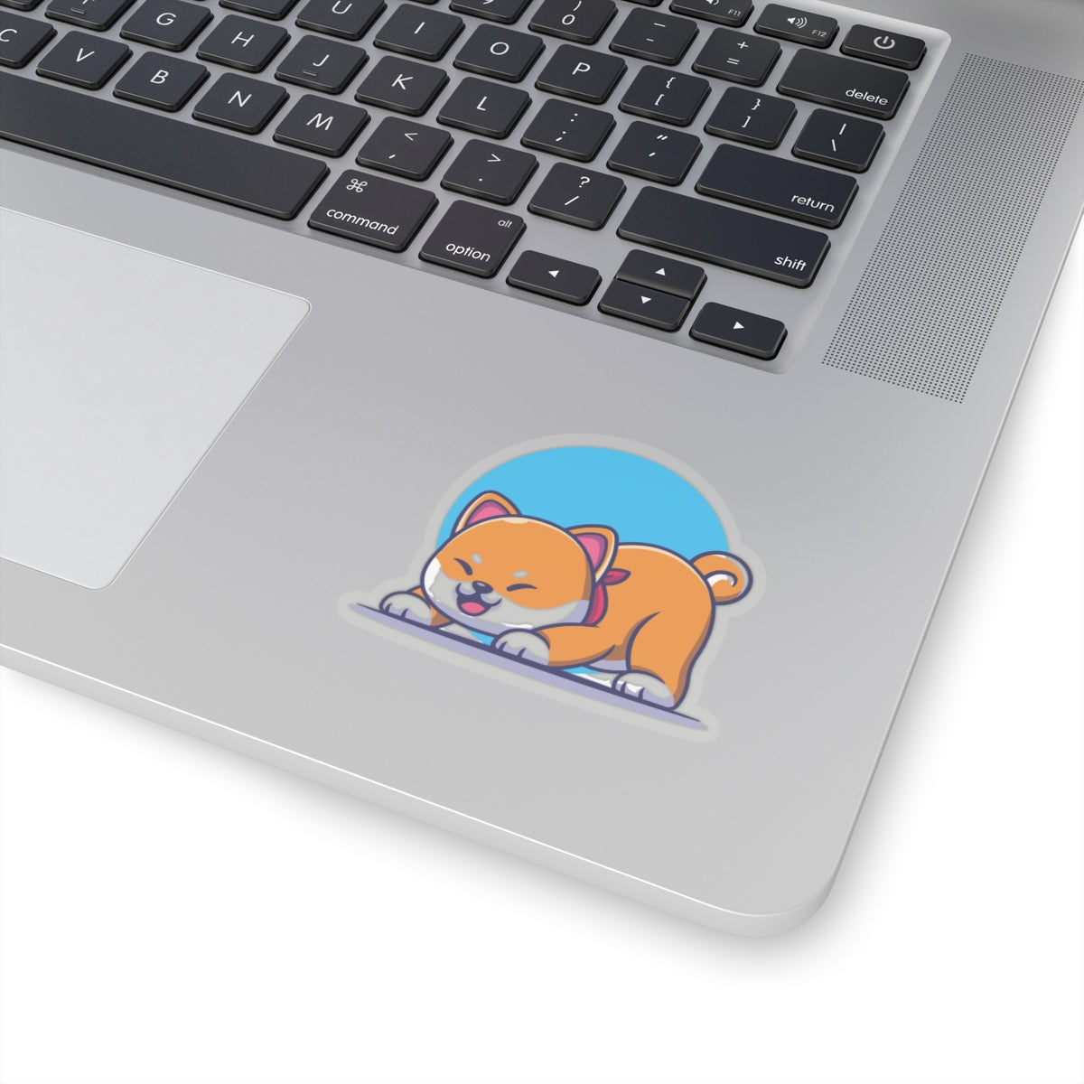 Cute Shiba Inu Stretching Love Kiss-Cut Sticker