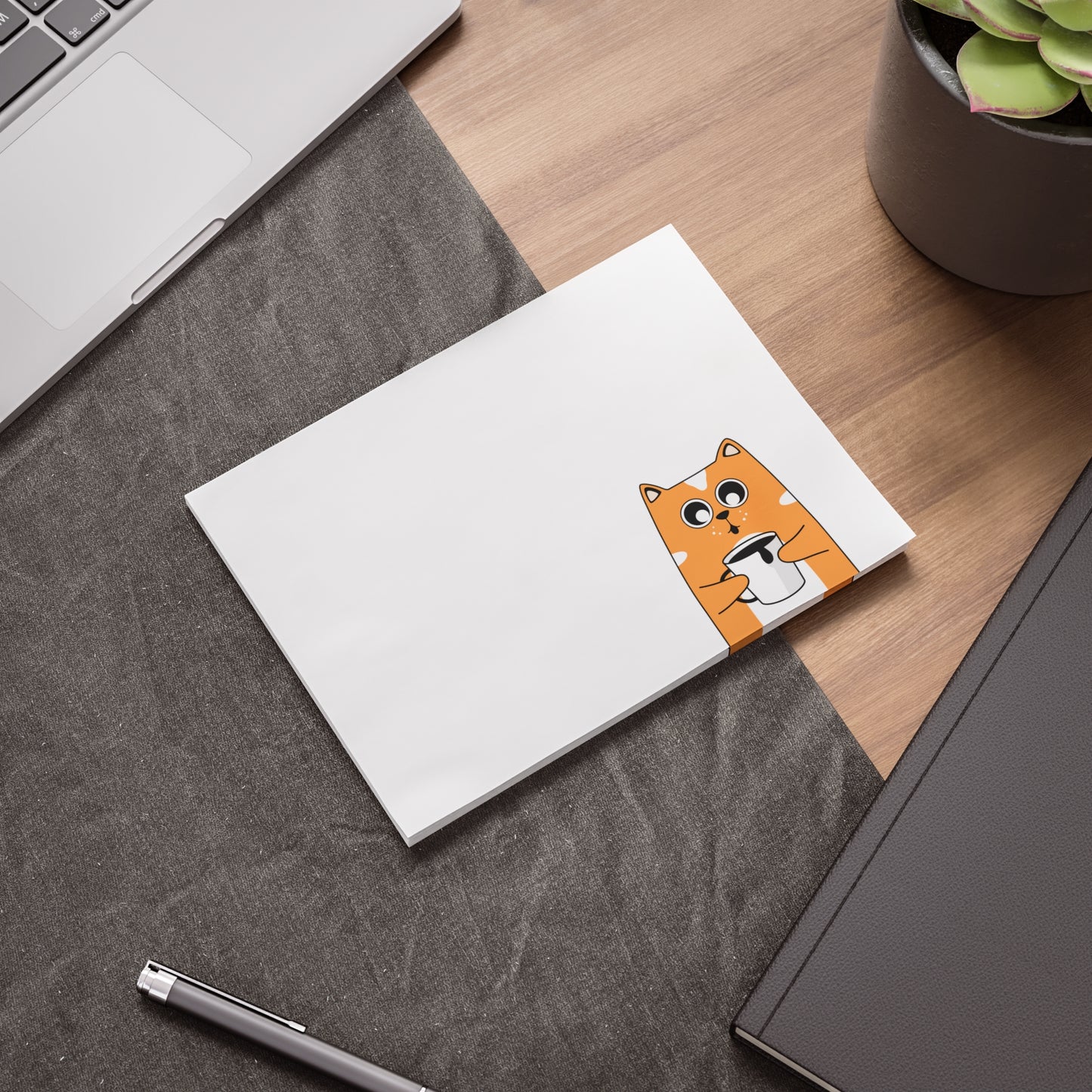 Cat With Coffee Post-it® Note Pads, Cat Sticky Notes, Orange Cat Post-It Notes