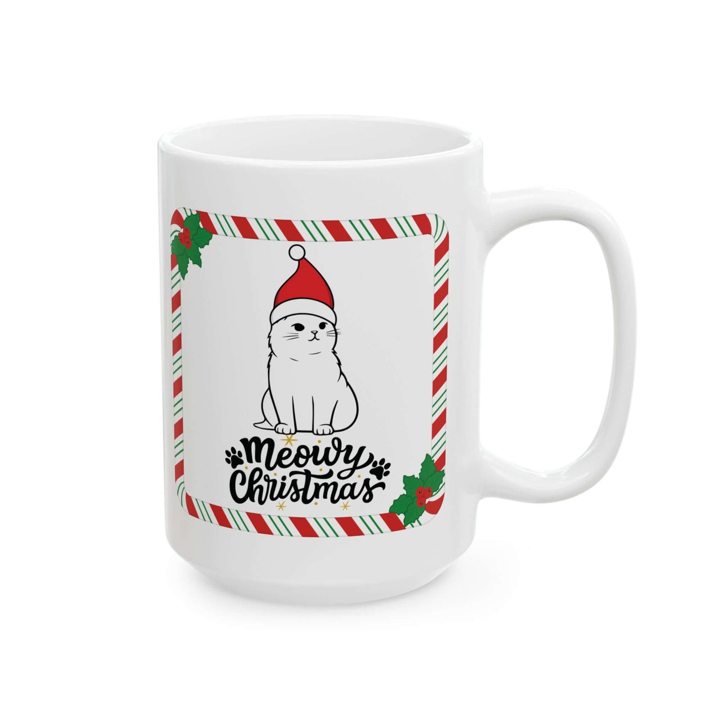 Christmas Kitty Ceramic Mug – Cute Holiday Cat Coffee Cup (11oz & 15oz)