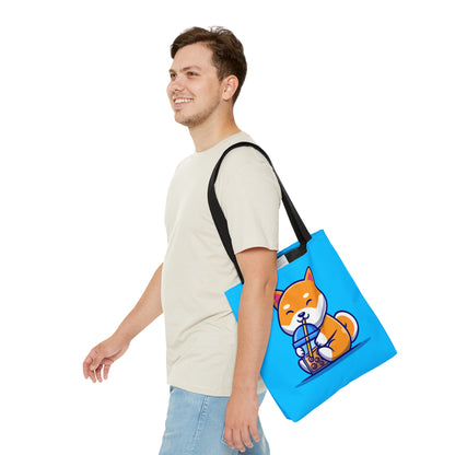 Cute Shiba Inu Drinking Boba Tote Bag (3 Sizes)