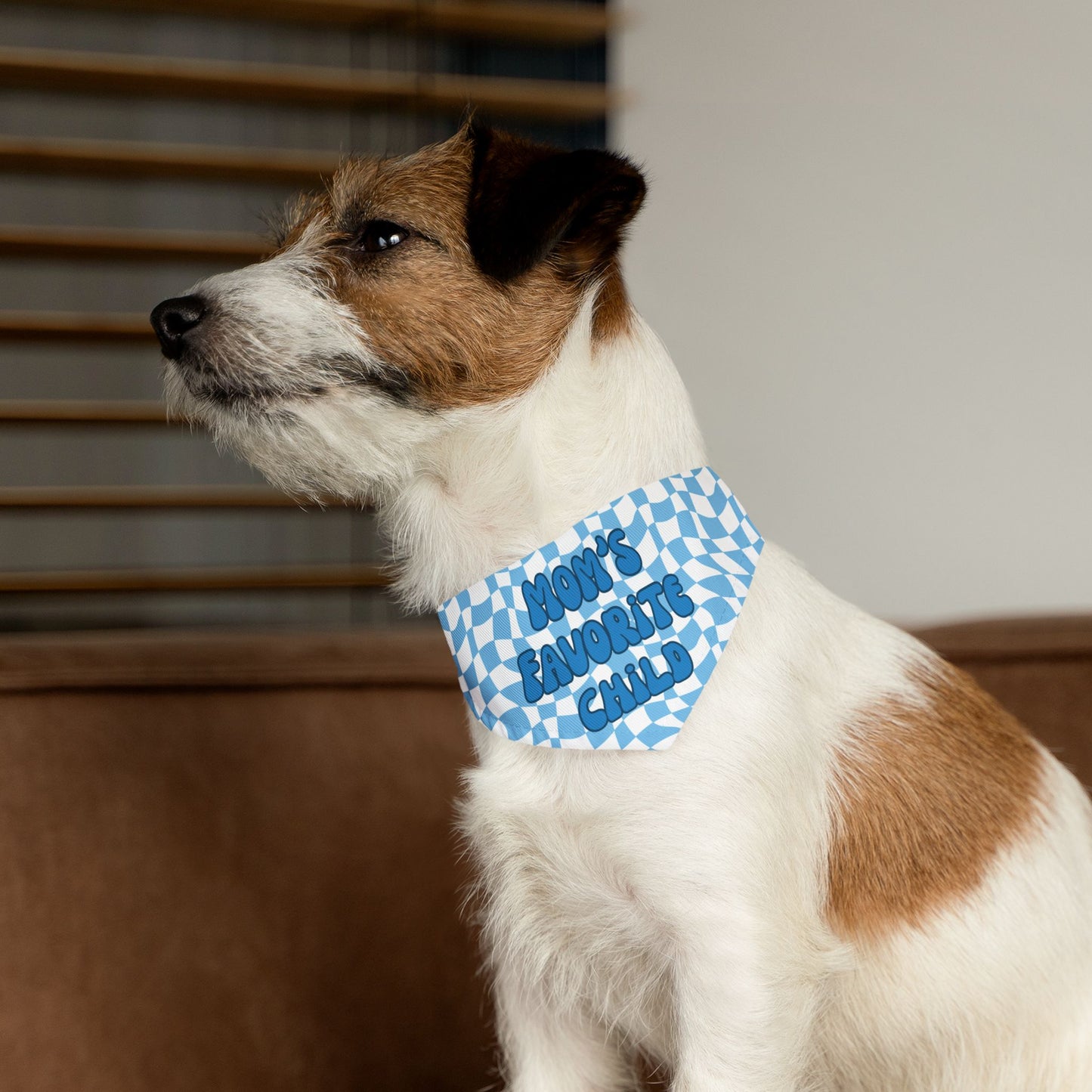 "Mom's Favorite Child" Blue Bandana Collar