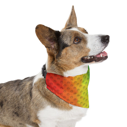 Watercolor Rainbow Paw Print Pattern Pet Bandana Collar (S - XL)