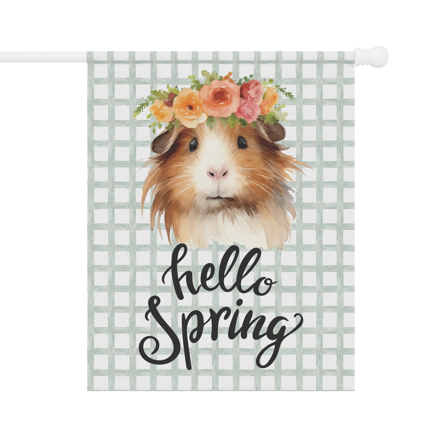 Hello Spring Guinea Pig with Flowers Garden Flag