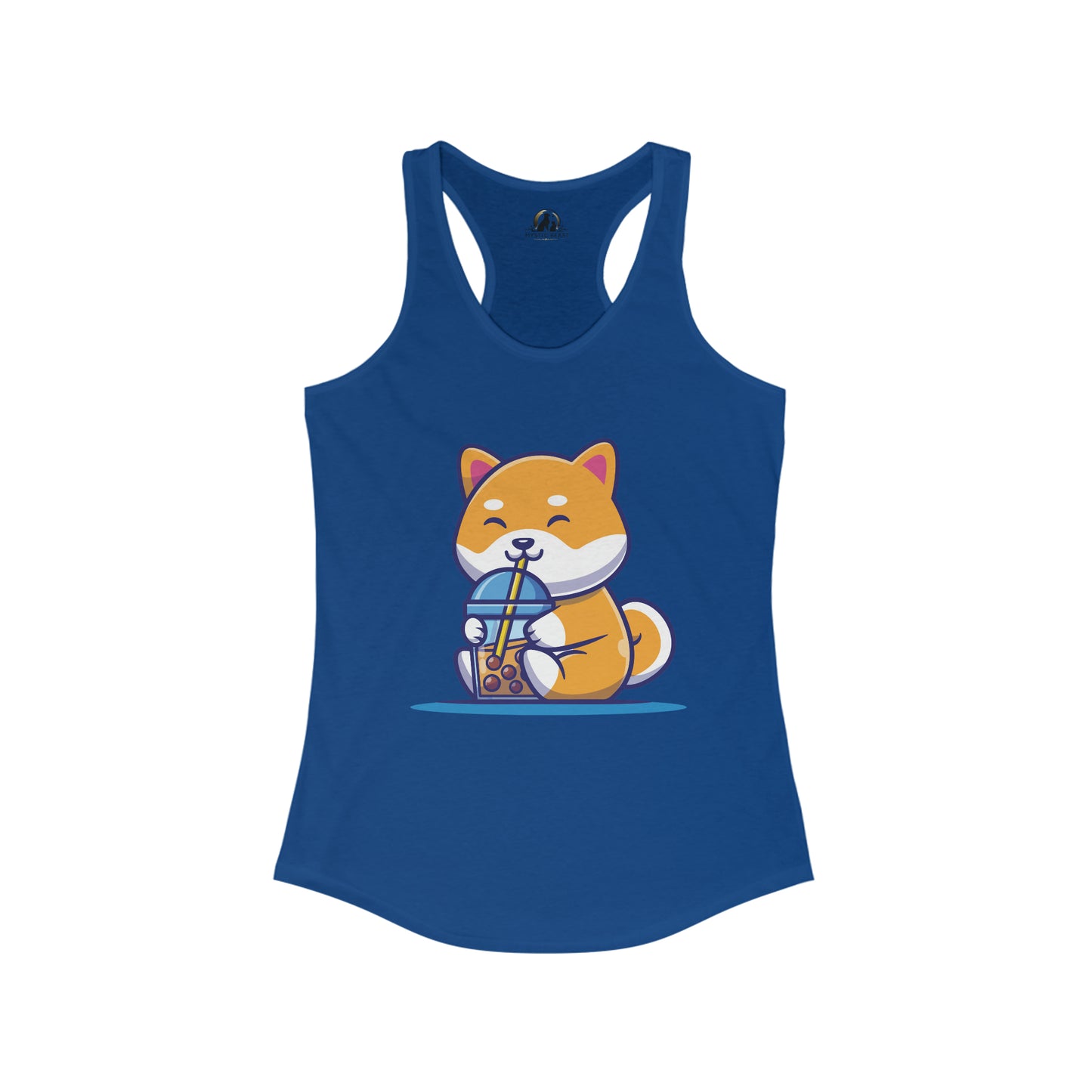 Cute Shiba Inu Drinking Boba Racerback Tank (S - 2XL) (15 Colors)