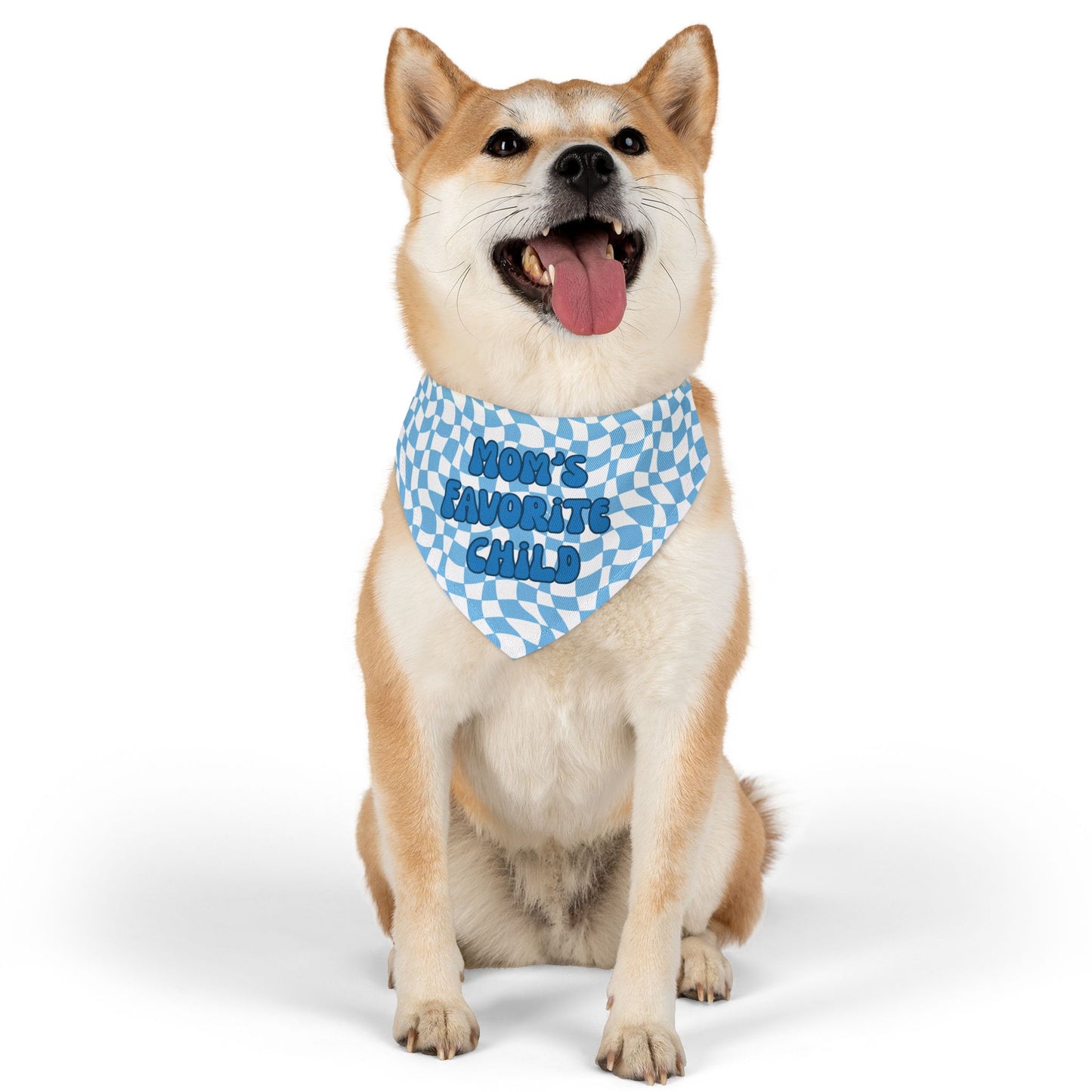 "Mom's Favorite Child" Blue Bandana Collar