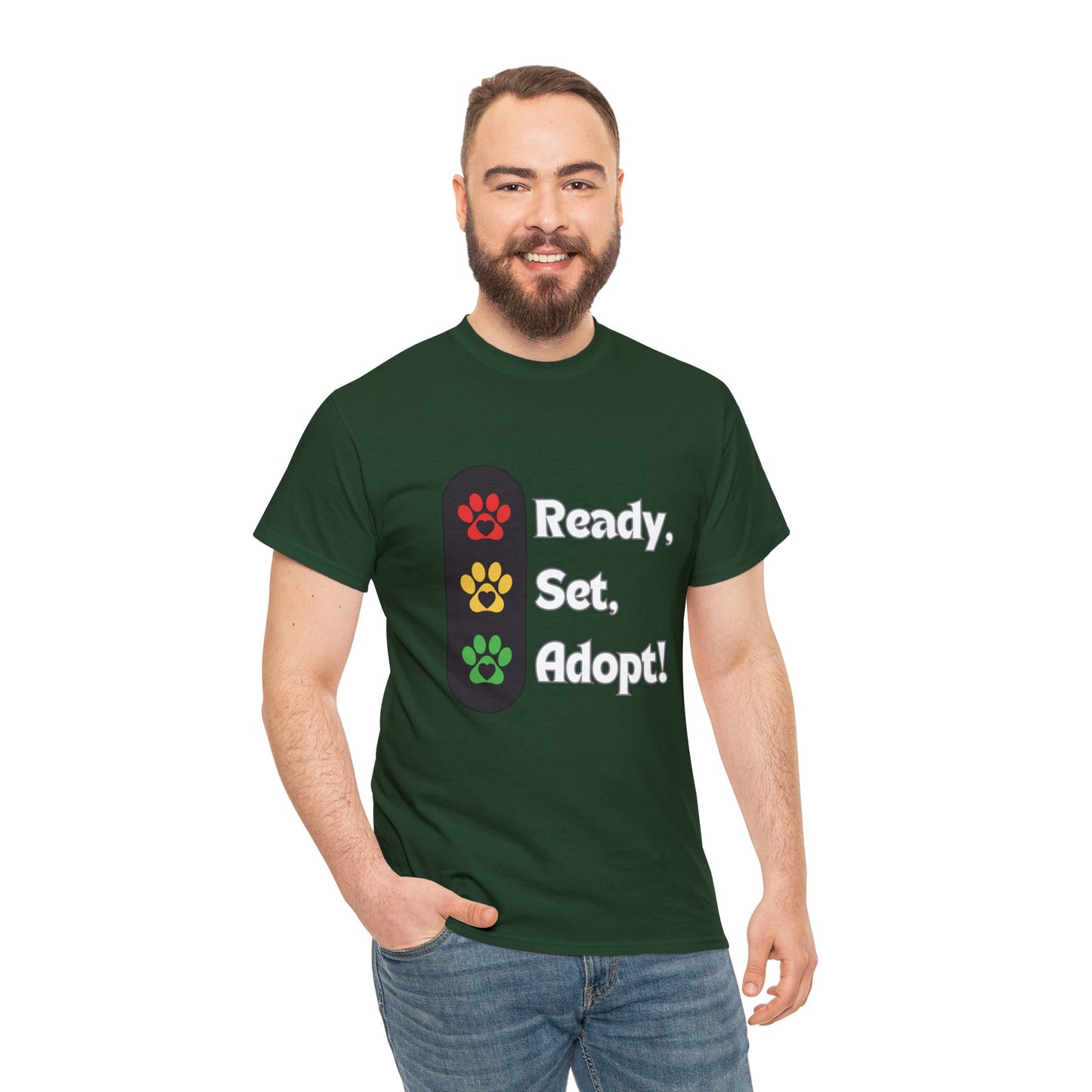 "Ready, Set, Adopt!" Traffic Light Heavy Cotton Tee