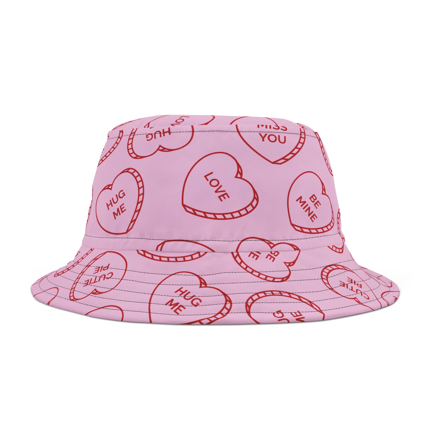 Valentine's Day Bucket Hat - Valentine Heart Shaped Candy Design