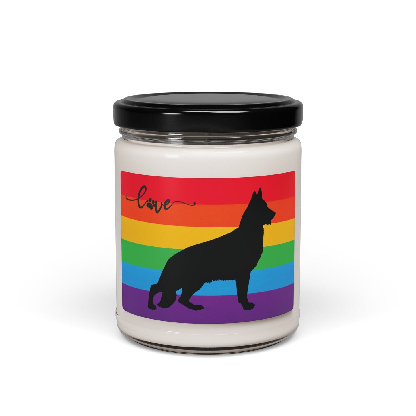 Rainbow German Shepherd (9oz) Scented Soy Candle - Perfect Gift for Dog Lovers