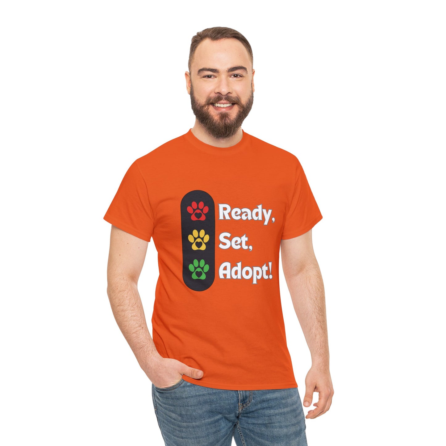 "Ready, Set, Adopt!" Traffic Light Heavy Cotton Tee