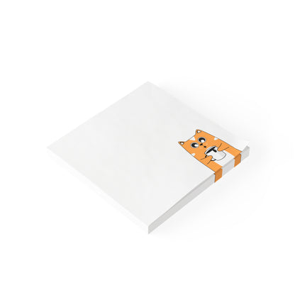 Cat With Coffee Post-it® Note Pads, Cat Sticky Notes, Orange Cat Post-It Notes