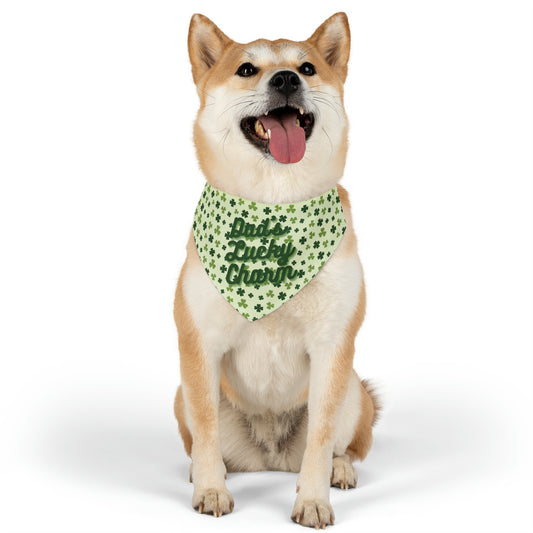 "Dad's Lucky Charm" St. Patrick's Day Pet Bandana Collar