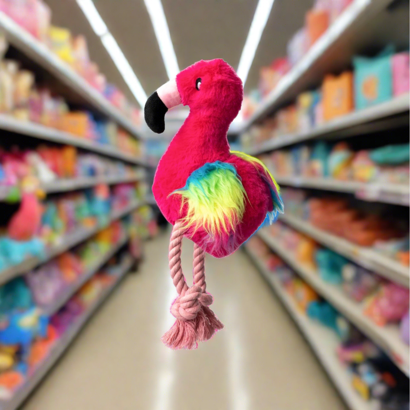 plush flamingo dog toy