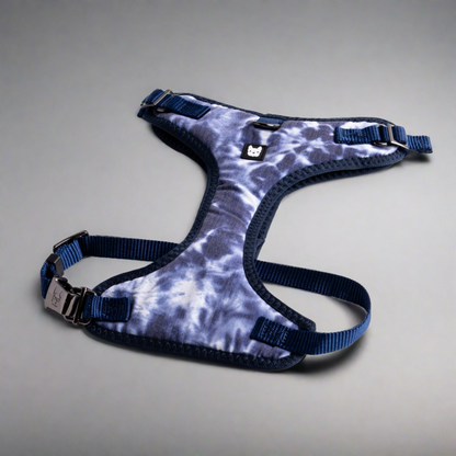 Blue Tie Dye Poplin Dog Harness