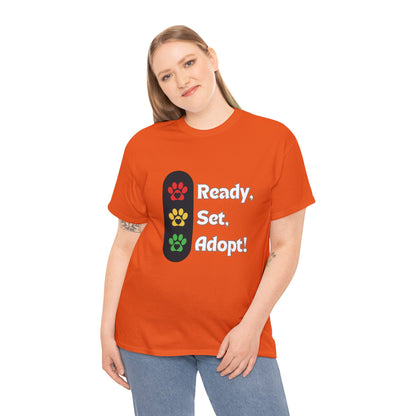 "Ready, Set, Adopt!" Traffic Light Heavy Cotton Tee