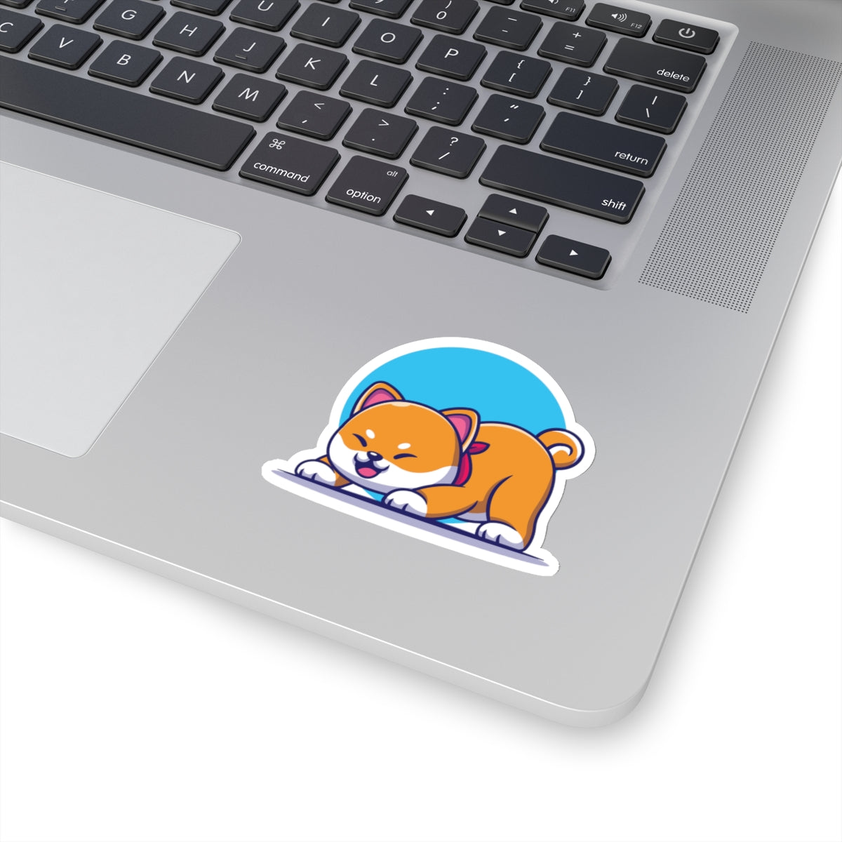 Cute Shiba Inu Stretching Love Kiss-Cut Sticker