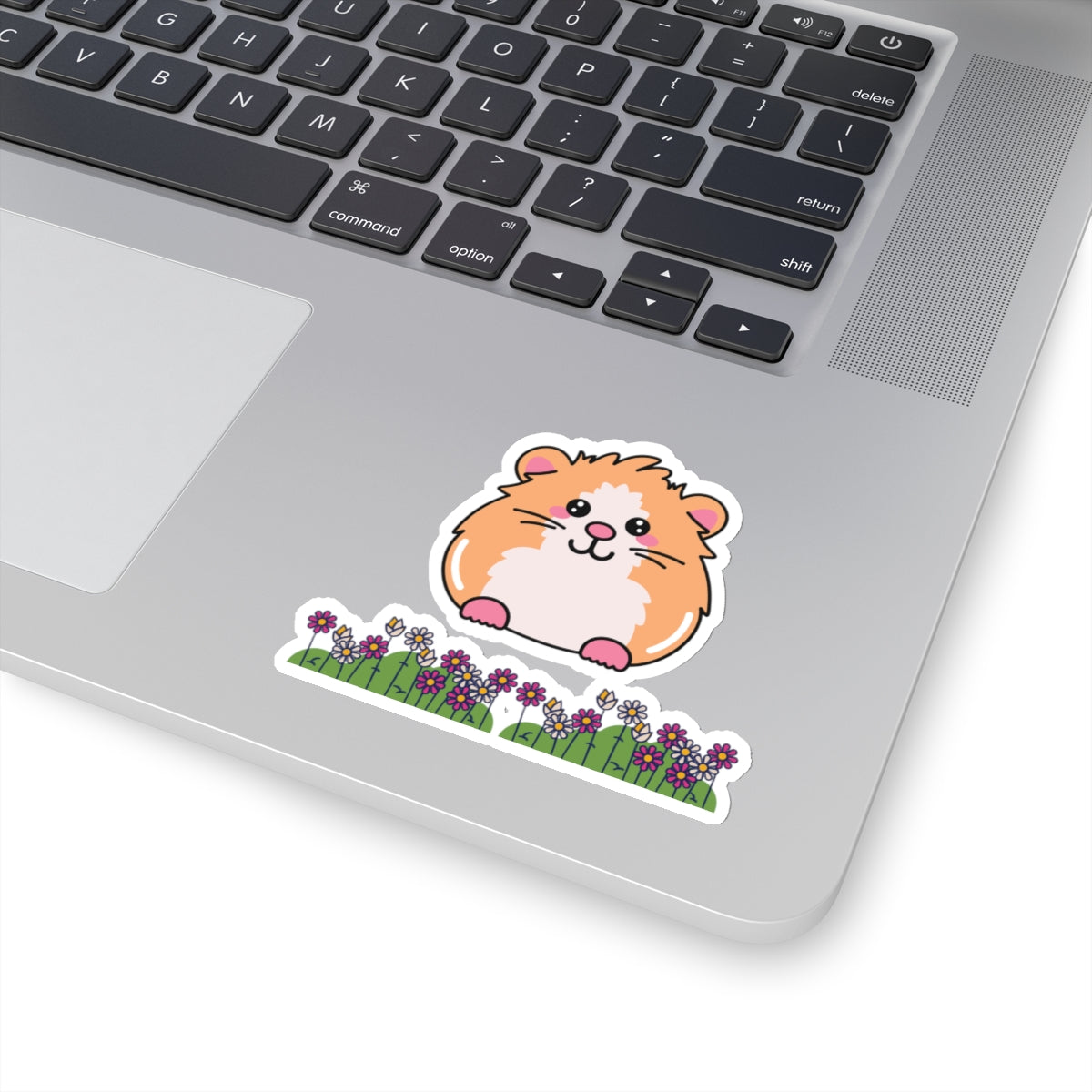 Cute Guinea Pig Floral Kiss-Cut Sticker