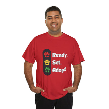 "Ready, Set, Adopt!" Traffic Light Heavy Cotton Tee