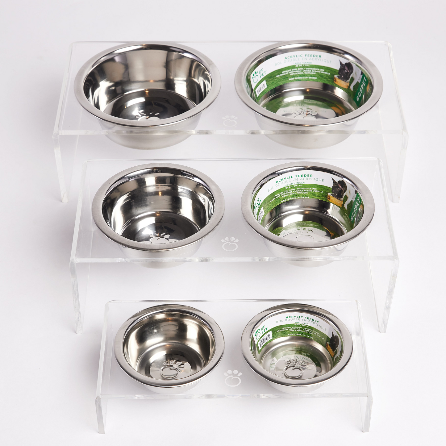 Acrylic Double Pet Feeder - Clear