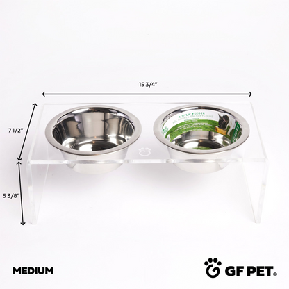 Acrylic Double Pet Feeder - Clear