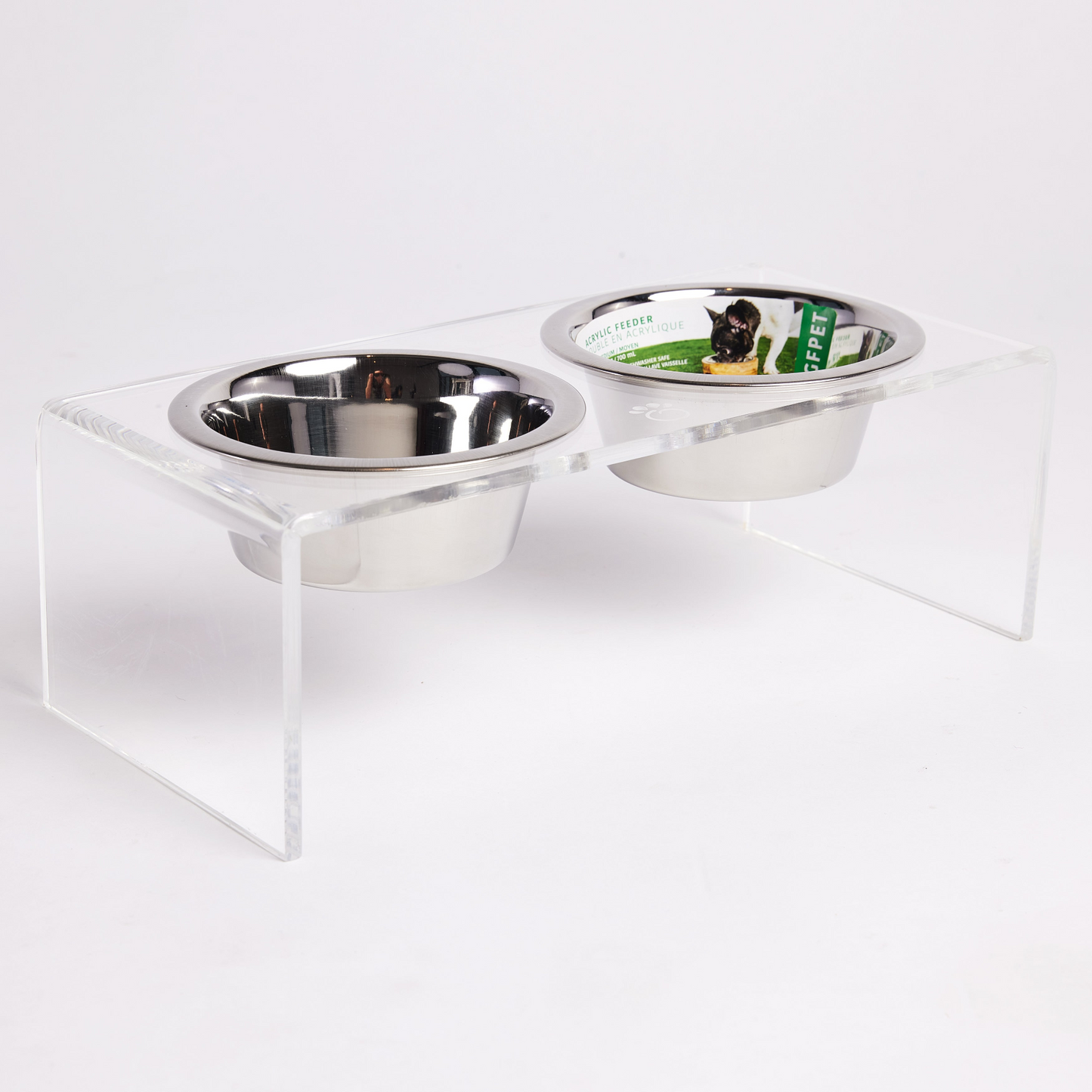 Acrylic Double Pet Feeder - Clear