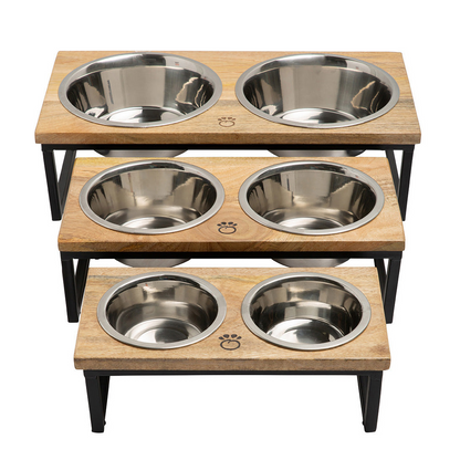 Elevated Pet Feeder (Wood & Metal) (S-L-Tall)