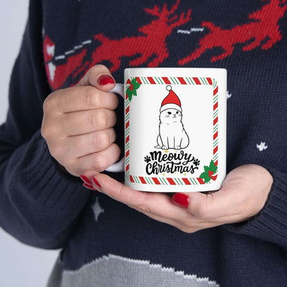 Christmas Kitty Ceramic Mug – Cute Holiday Cat Coffee Cup (11oz & 15oz)
