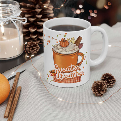 Sweater Weather Ceramic Mug – Cozy Autumn Coffee Cup (11oz)