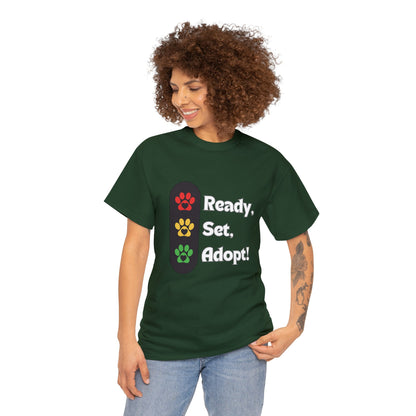 "Ready, Set, Adopt!" Traffic Light Heavy Cotton Tee