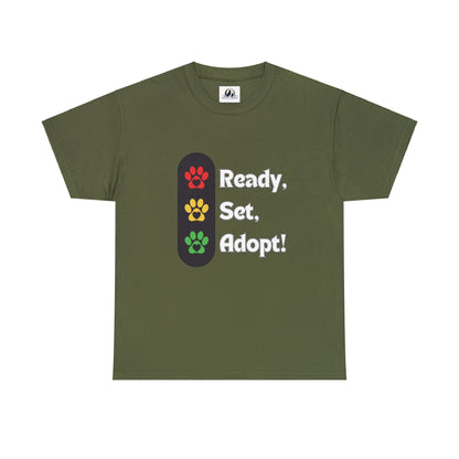 "Ready, Set, Adopt!" Traffic Light Heavy Cotton Tee