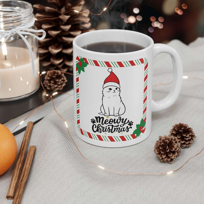 Christmas Kitty Ceramic Mug – Cute Holiday Cat Coffee Cup (11oz & 15oz)