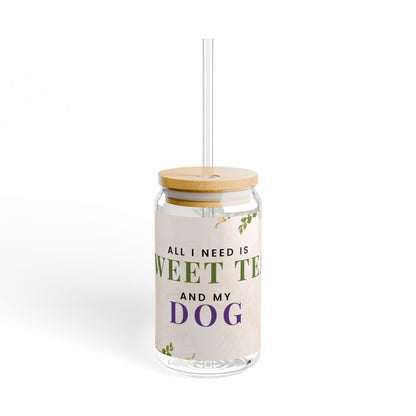 Dog Phrase Floral 16 oz Sipper Glass Cup