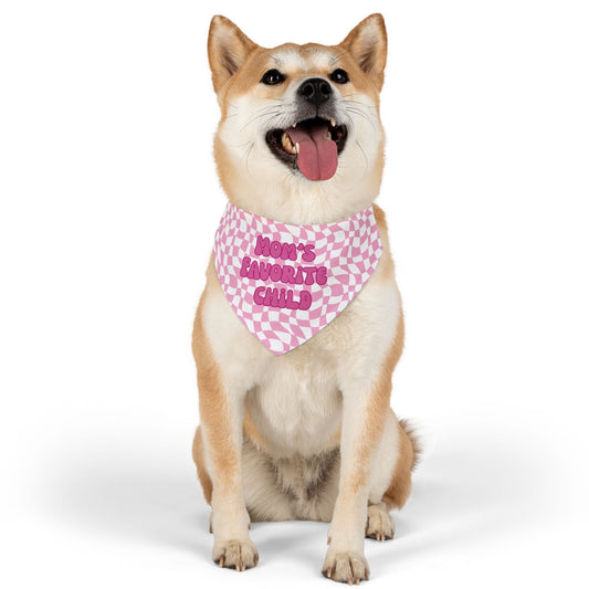 "Mom's Favorite Child" Pink Bandana Collar - Stylish Accessory for Beloved Pets