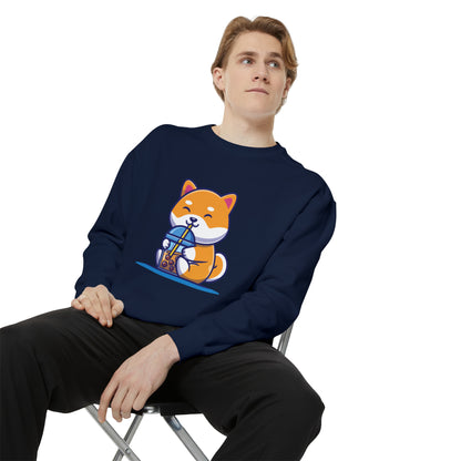 Cute Shiba Inu Drinking Boba Unisex Garment-Dyed Sweatshirt (2XL/3XL)