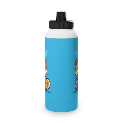 Cute Shiba Inu Drinking Boba Stainless Steel Water Bottle W/ Sports Lid (12 oz, 18 oz, 32 oz)