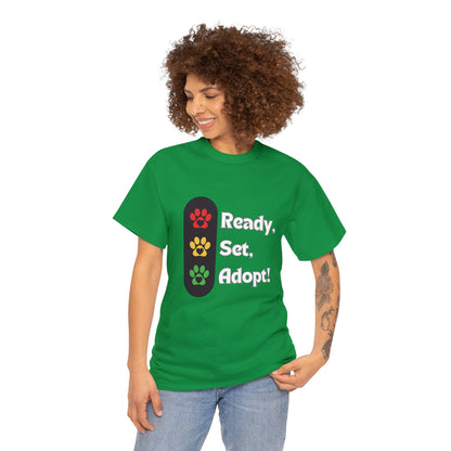 "Ready, Set, Adopt!" Traffic Light Heavy Cotton Tee