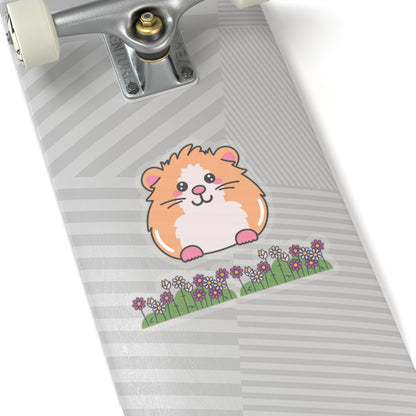 Cute Guinea Pig Floral Kiss-Cut Sticker