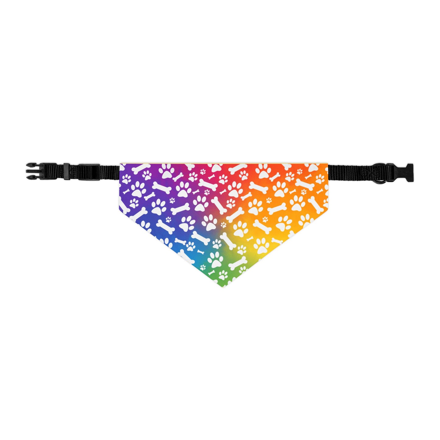 Rainbow Dog Paw and Bones Pet Bandana Collar
