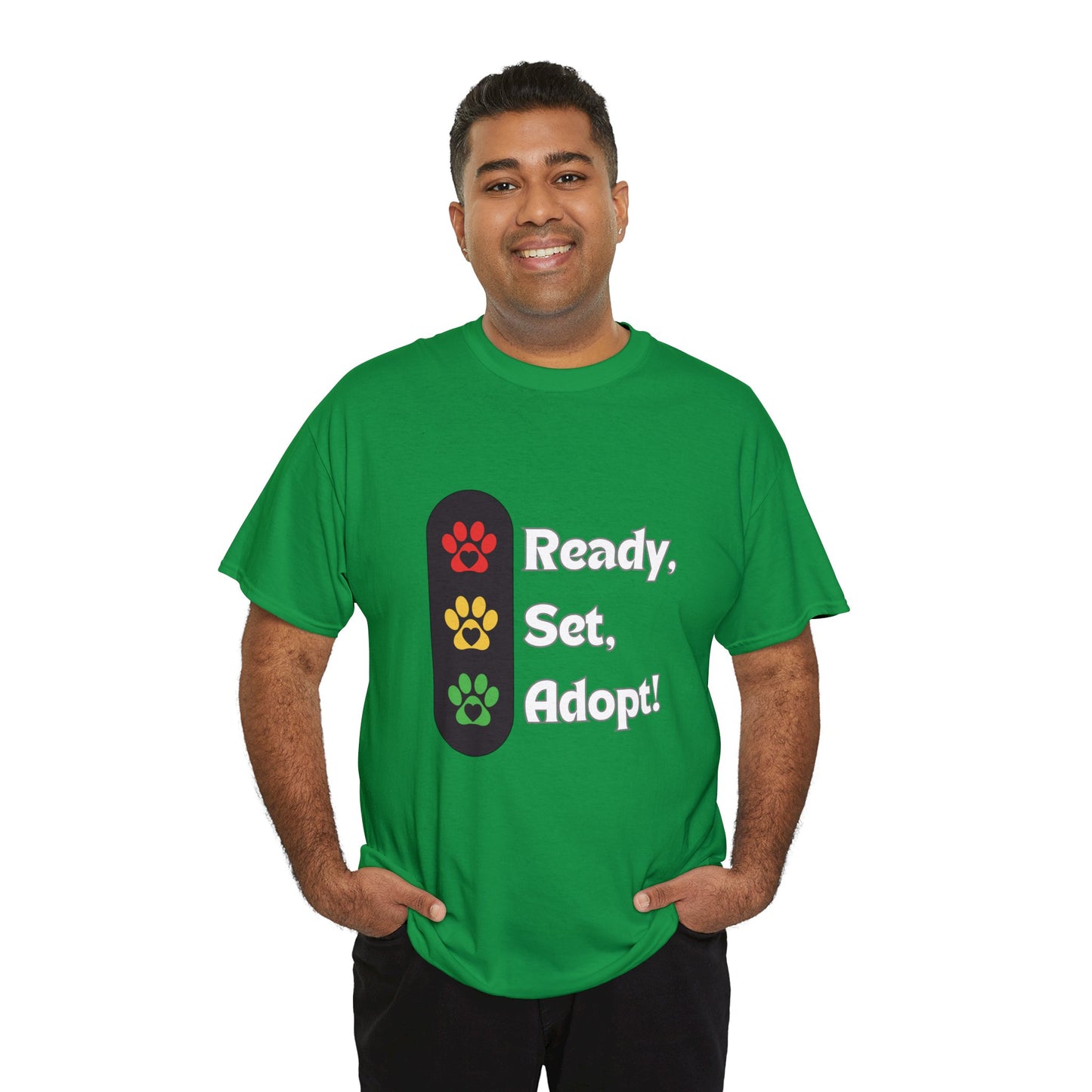 "Ready, Set, Adopt!" Traffic Light Heavy Cotton Tee